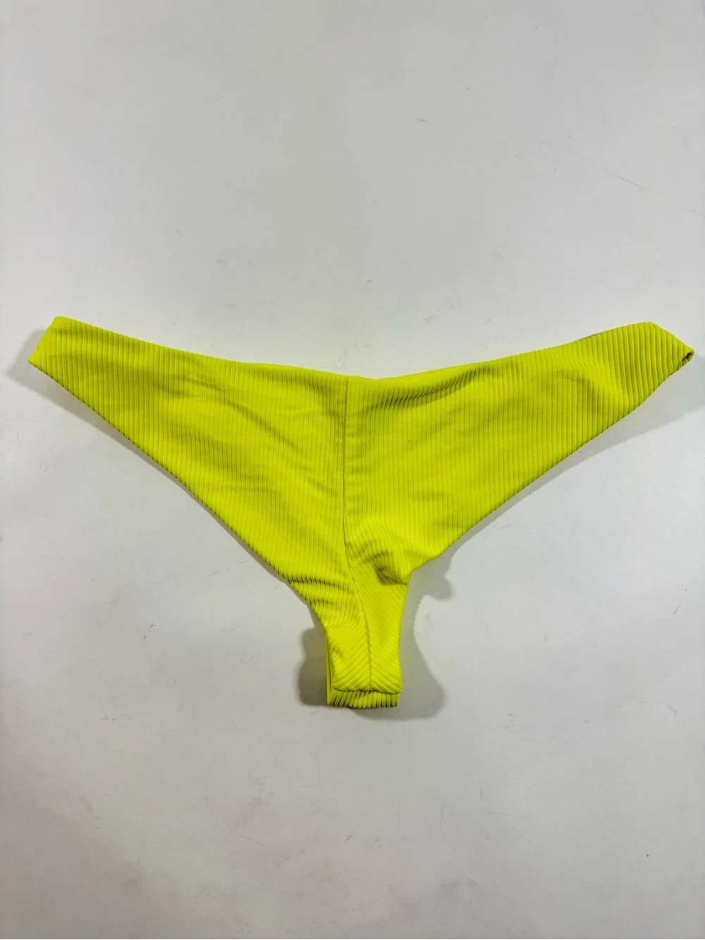 Frankies Bikinis Neon Yellow Ribbed Cheeky Bottom